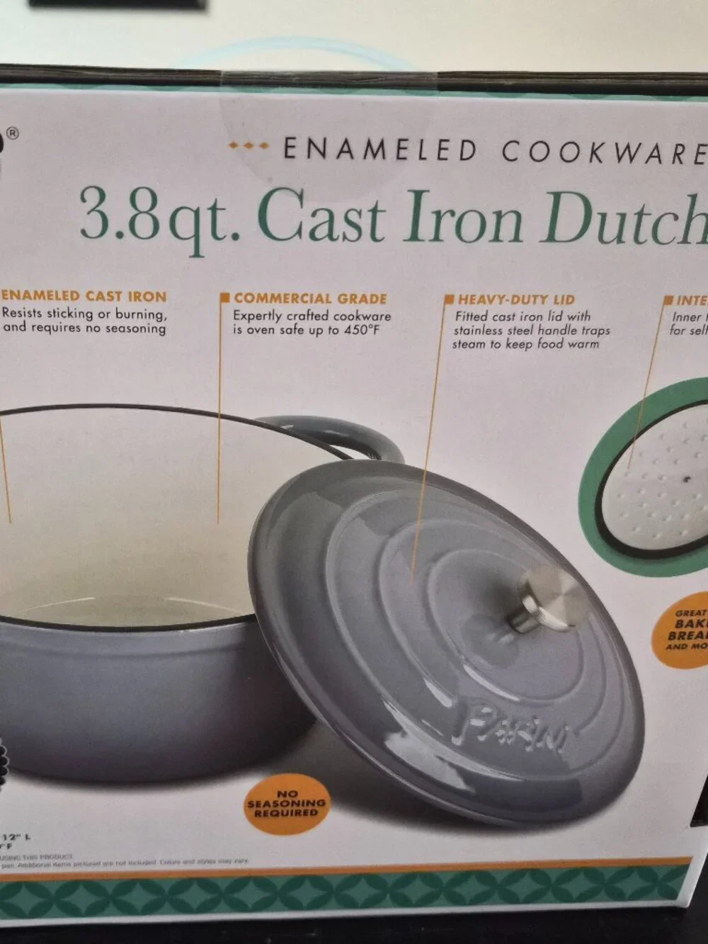 Parini 3.8qt Enameled Cast Iron Dutch Oven - Slate Gray